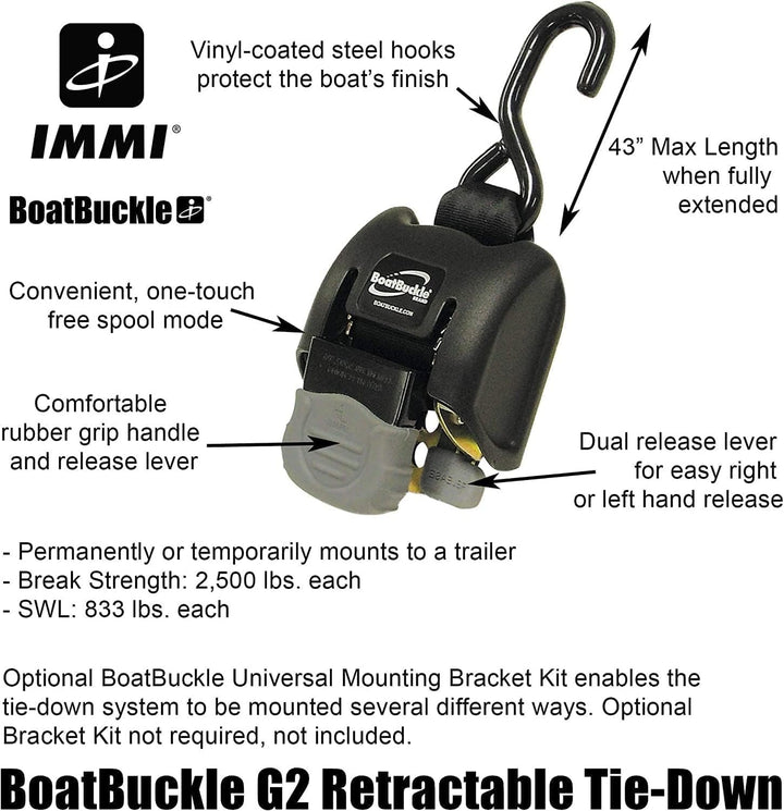 BoatBuckle-Retractable Transom Tie-Down SS 1500 lbs - Eggers Webshop-F14256-