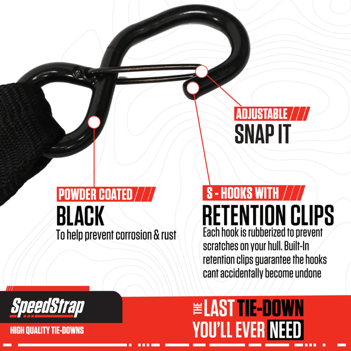 SpeedStrap-2” X 4’ Marine Transom Tie-down straps with snap S-hooks (2 PACK) - Eggers Webshop-28600-DSH-