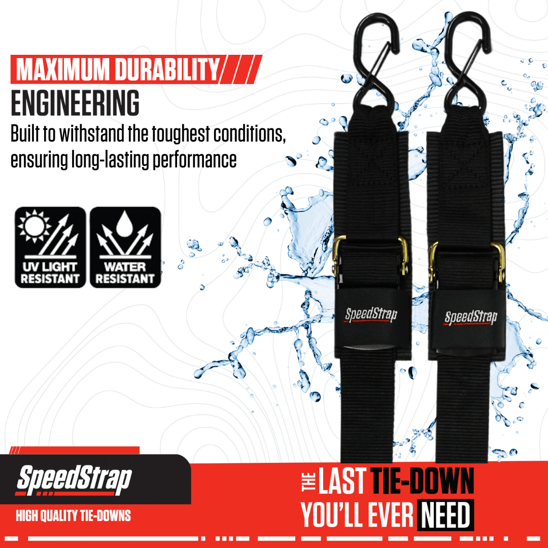 SpeedStrap-2” X 4’ Marine Transom Tie-down straps with snap S-hooks (2 PACK) - Eggers Webshop-28600-DSH-